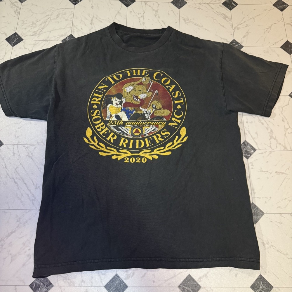 Sober Riders MC Run to the Coast 25th Anniversary 2020 T Shirt Men's XL